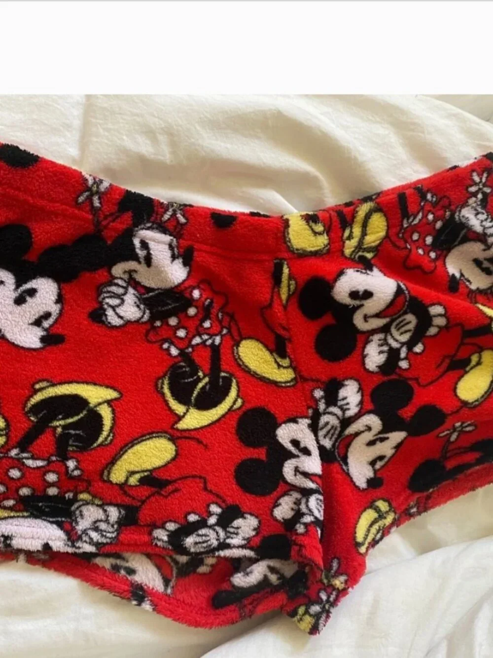 Disney Mickey & Minnie Mouse Red Fleece Pajama Set Sz M